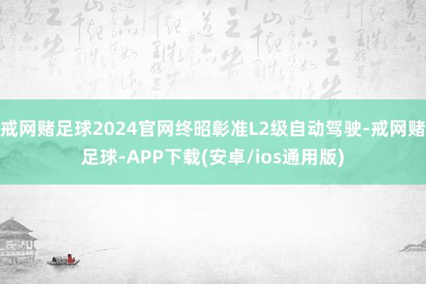 戒网赌足球2024官网终昭彰准L2级自动驾驶-戒网赌足球-APP下载(安卓/ios通用版)