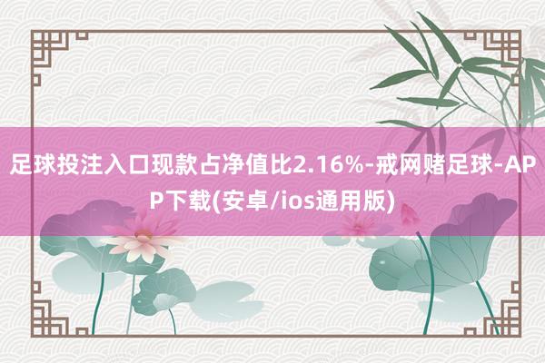 足球投注入口现款占净值比2.16%-戒网赌足球-APP下载(安卓/ios通用版)