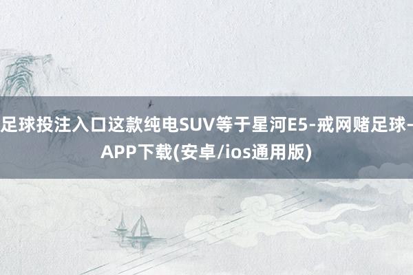 足球投注入口这款纯电SUV等于星河E5-戒网赌足球-APP下载(安卓/ios通用版)