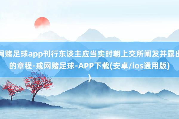 网赌足球app刊行东谈主应当实时朝上交所阐发并露出的章程-戒网赌足球-APP下载(安卓/ios通用版)