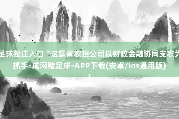 足球投注入口“这是省农担公司以财政金融协同支农为抓手-戒网赌足球-APP下载(安卓/ios通用版)