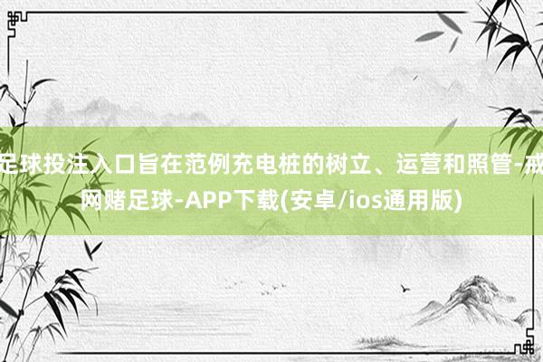 足球投注入口旨在范例充电桩的树立、运营和照管-戒网赌足球-APP下载(安卓/ios通用版)