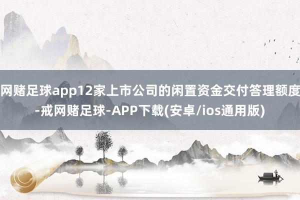 网赌足球app12家上市公司的闲置资金交付答理额度-戒网赌足球-APP下载(安卓/ios通用版)