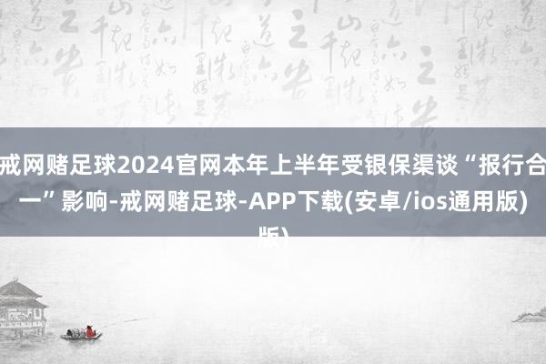 戒网赌足球2024官网本年上半年受银保渠谈“报行合一”影响-戒网赌足球-APP下载(安卓/ios通用版)