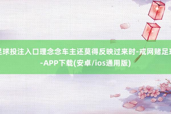 足球投注入口理念念车主还莫得反映过来时-戒网赌足球-APP下载(安卓/ios通用版)