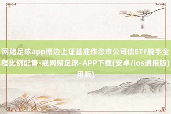 网赌足球app南边上证基准作念市公司债ETF脱手全程比例配售-戒网赌足球-APP下载(安卓/ios通用版)