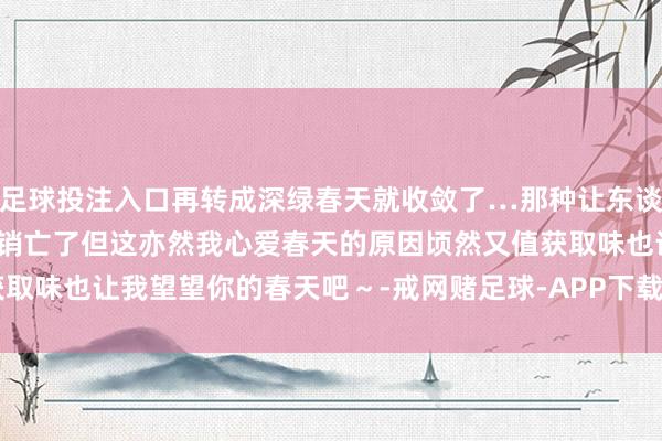 足球投注入口再转成深绿春天就收敛了…那种让东谈主没来由地直爽的味谈也销亡了但这亦然我心爱春天的原因顷然又值获取味也让我望望你的春天吧～-戒网赌足球-APP下载(安卓/ios通用版)